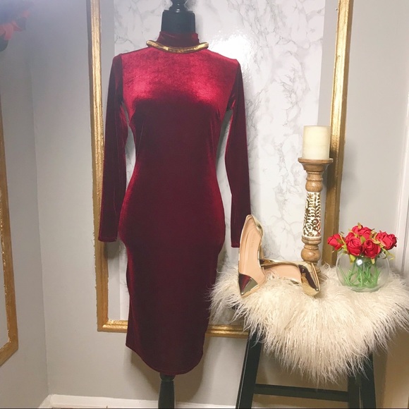 Fashion Nova Velvet Midi Dress - Picture 2 of 7
